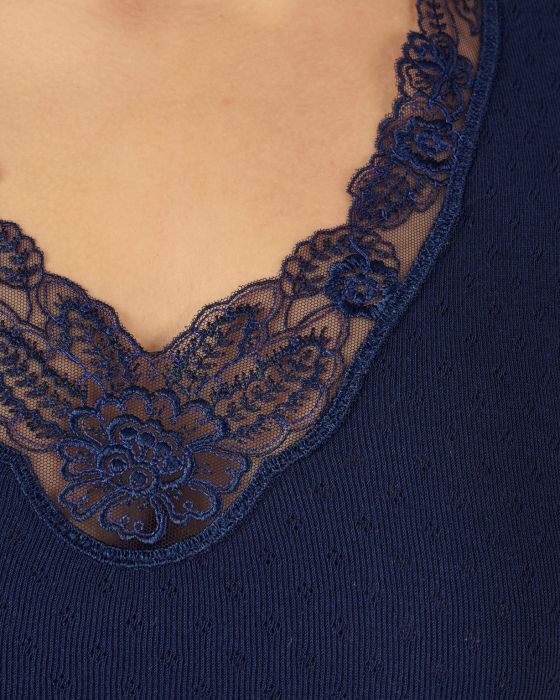 Tee-shirt maille ajourée, guipure à l'encolure Thermolactyl