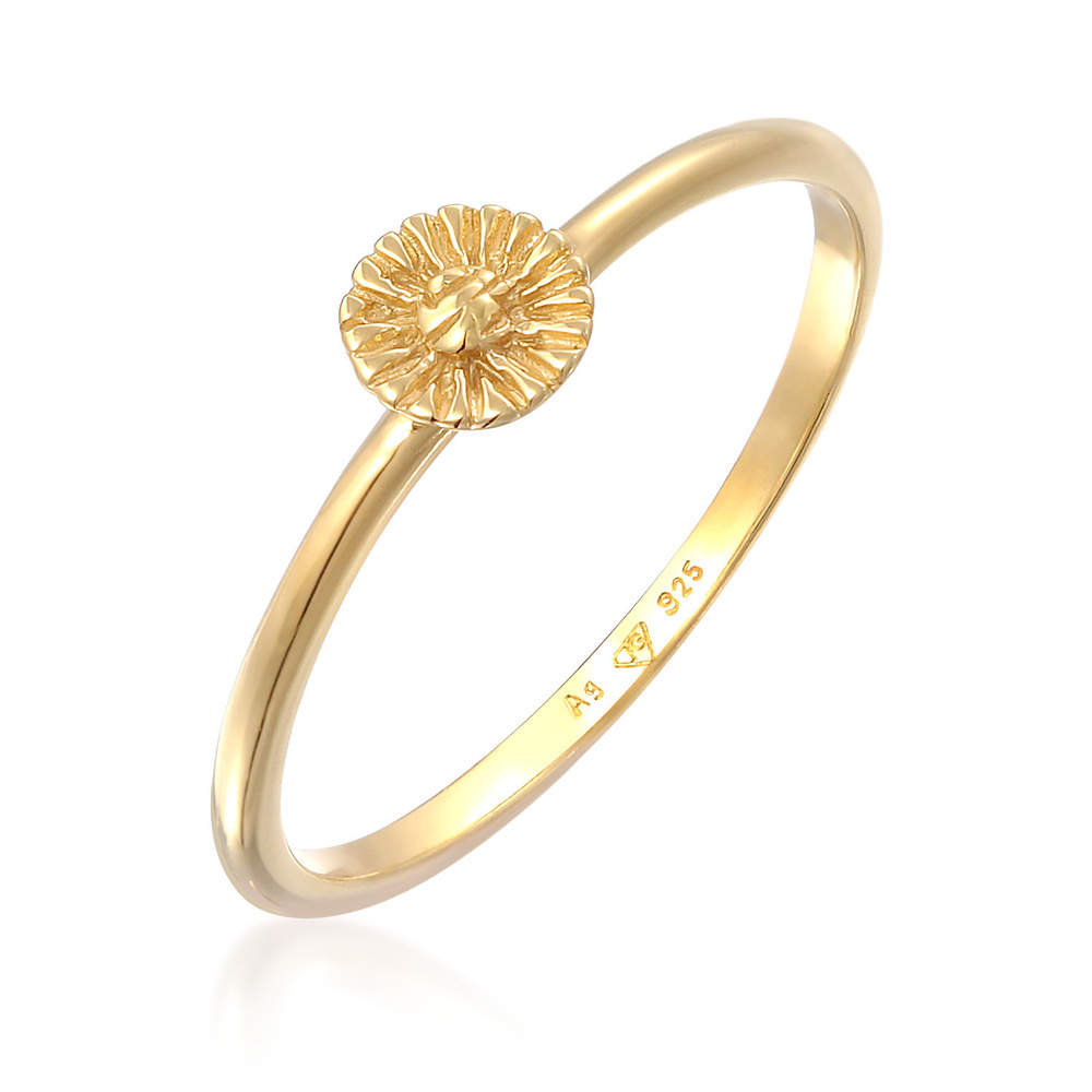 Elli Elli Bague Femmes pile fleur boho hippie en argent sterling 925 plaqué or Bague