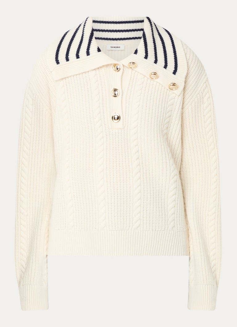Sandro Chunky knit sweater in wool blend with decorative buttons