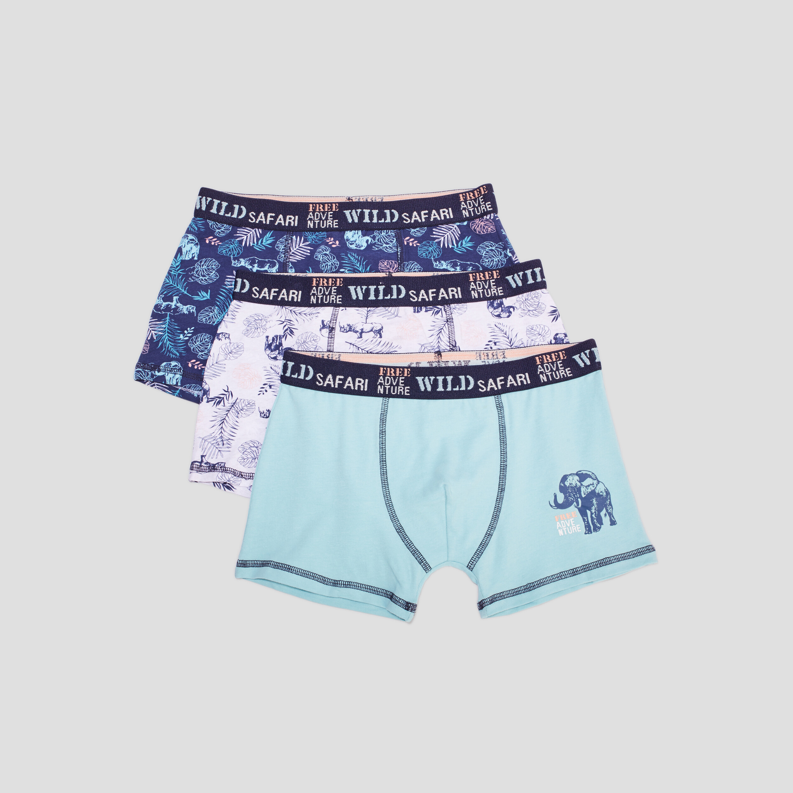 Lot 3 boxers coton gris clair garçon | La Halle