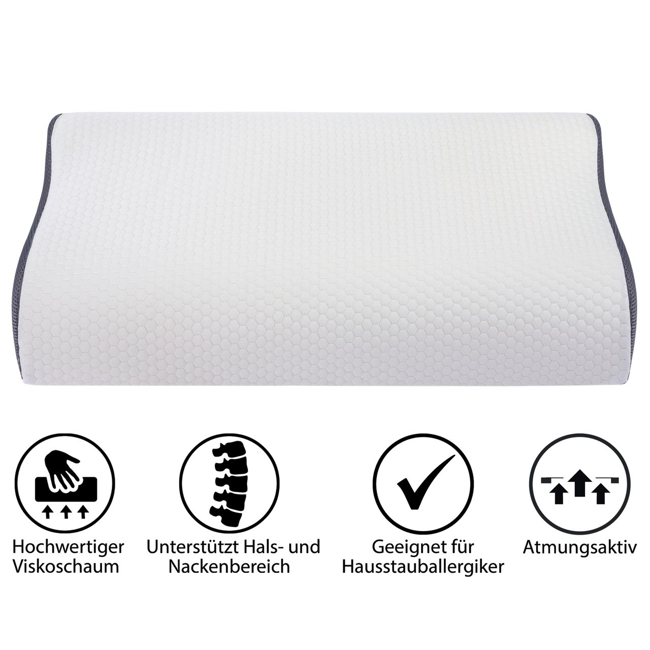 Ortho-Vital Viscokissen mit Welle, ca. 40x60 cm, mit Atmungsaktivem 3D Klimaband ca. 9-11 cm Höhe