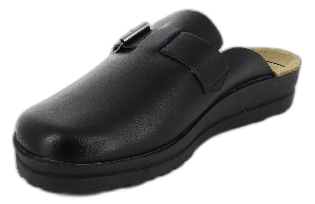 Beck Herren-Clogs Leo mit einer Schnalle Hausschuh (sehr bequeme Wohlfühl-Schuhe, für Zuhause und Draußen) Obermaterial und Decksohle aus echtem Leder
