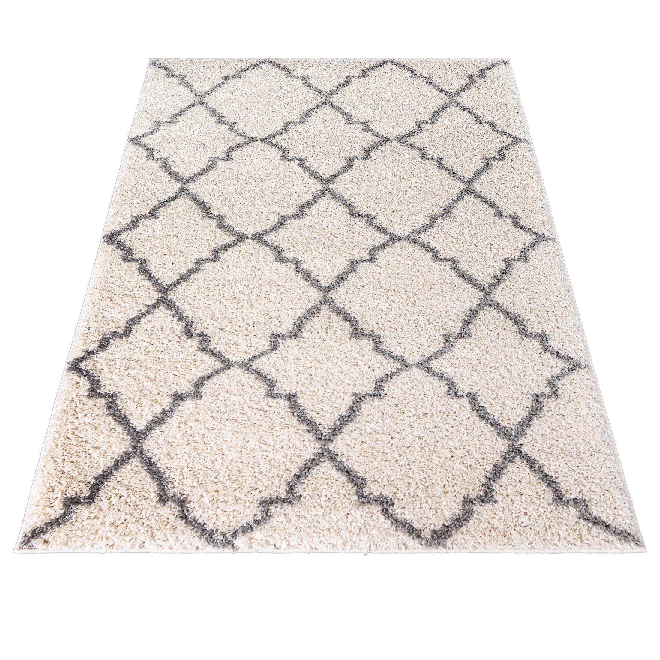 Hochflor-Teppich Hochflor Shaggy Teppich für Wohnzimmer - Höhe 30 mm Creme, Mazovia, 60 x 100 cm, Pflegeleicht, Marokkanisches, Langflor, Rechteckig, Weich