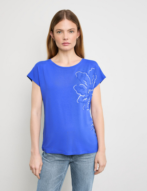 Kurzarmshirt mit platziertem Floral-Print
