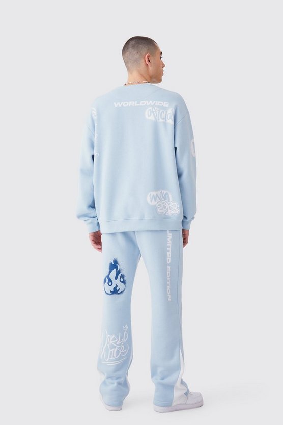 Oversize Jogginghose mit Graffiti-Print