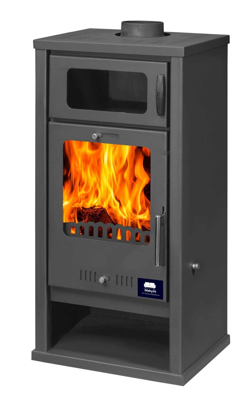 Moeby24 Kaminofen Troy Anthrazit 130mm Rauchrohr 7,78 KW BimSchV 1-2 EEK A
