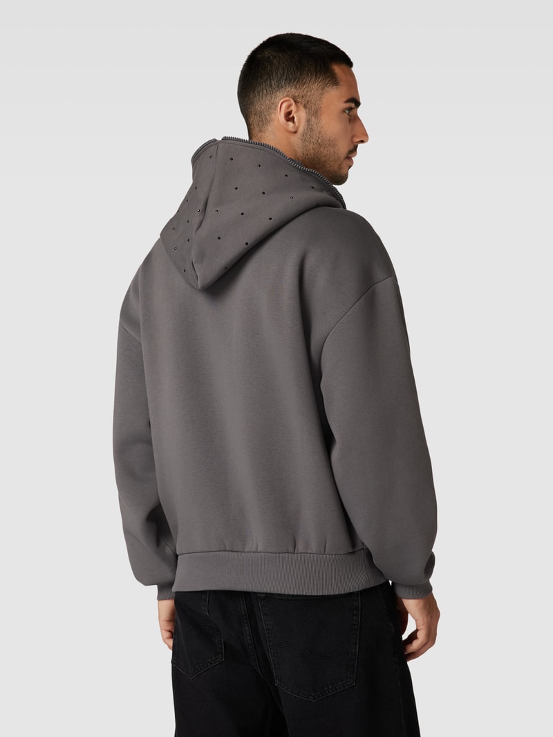 Oversized Sweatjacke mit Paillettenbesatz in dunkelgrau
