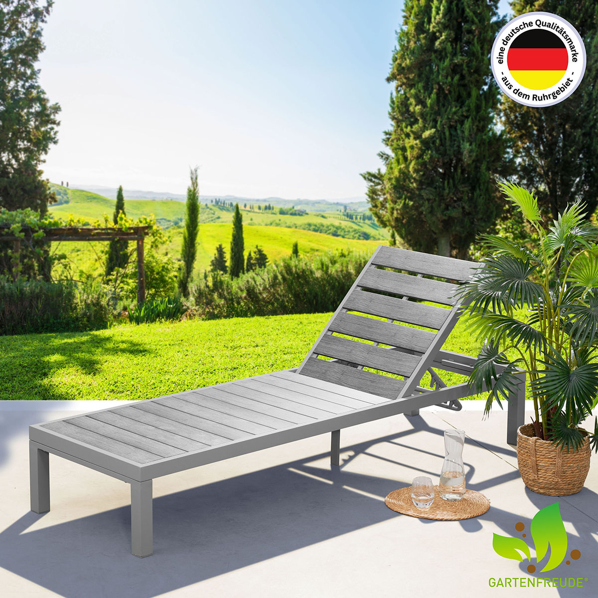 Weles Gartenfreude Aluminium Sonnenliege Barbados grau