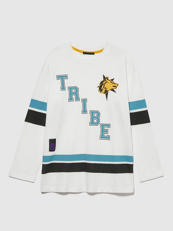 Sisley Longsleeve in Weiß/ Blau/ Schwarz günstig kaufen
