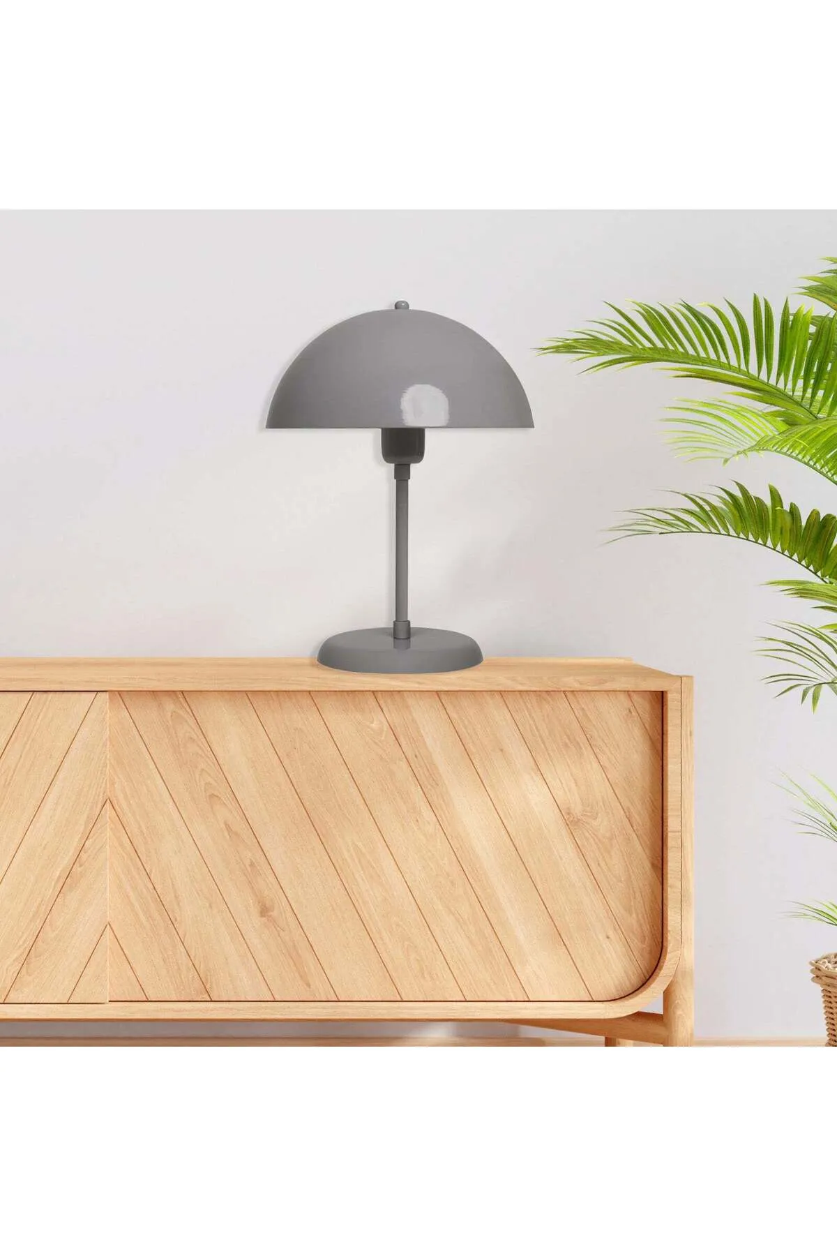 Bamyum  Lipeo Kleine Tischlampe 30cm, Pilzlampe Metall, Graue Lampe