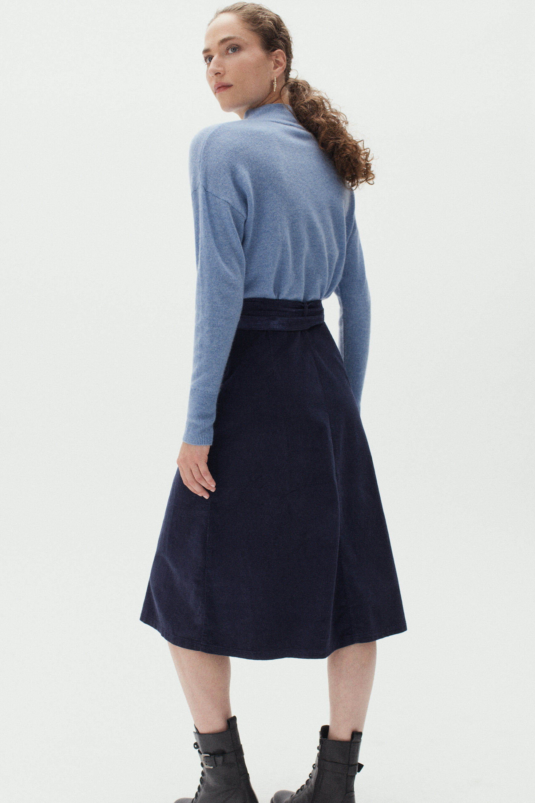 jupe lucia velours bleu marine femme