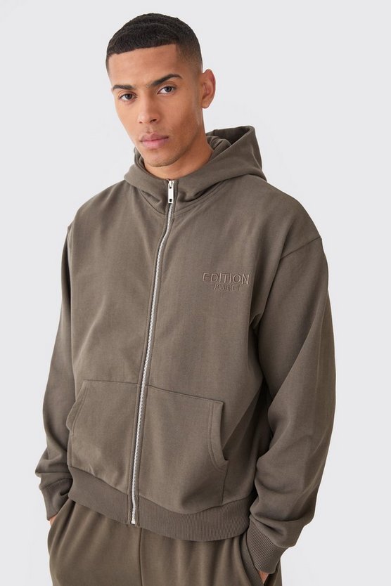 Kastiger Oversize Hoodie mit Reißverschluss