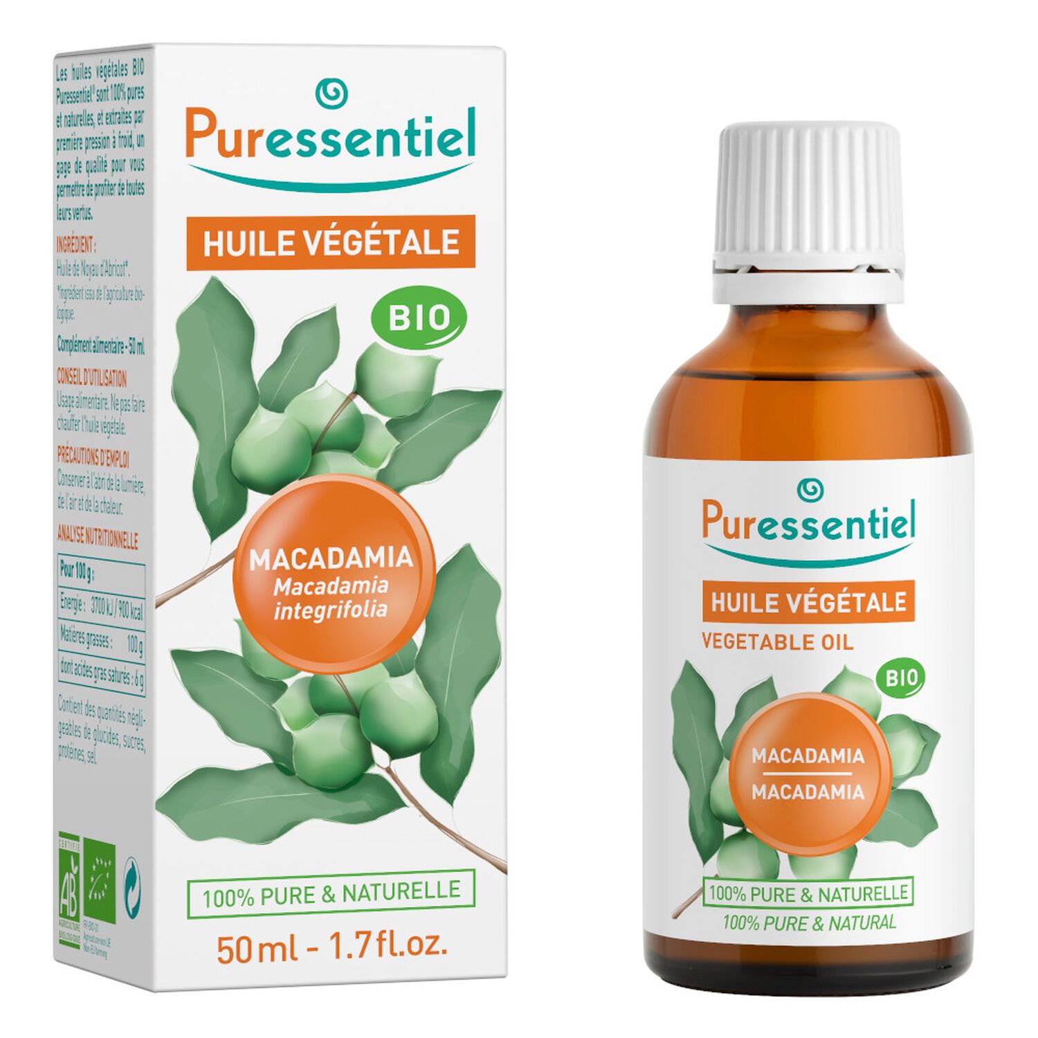 Puressentiel Huile Végétale BIO Macadamia 50 ml