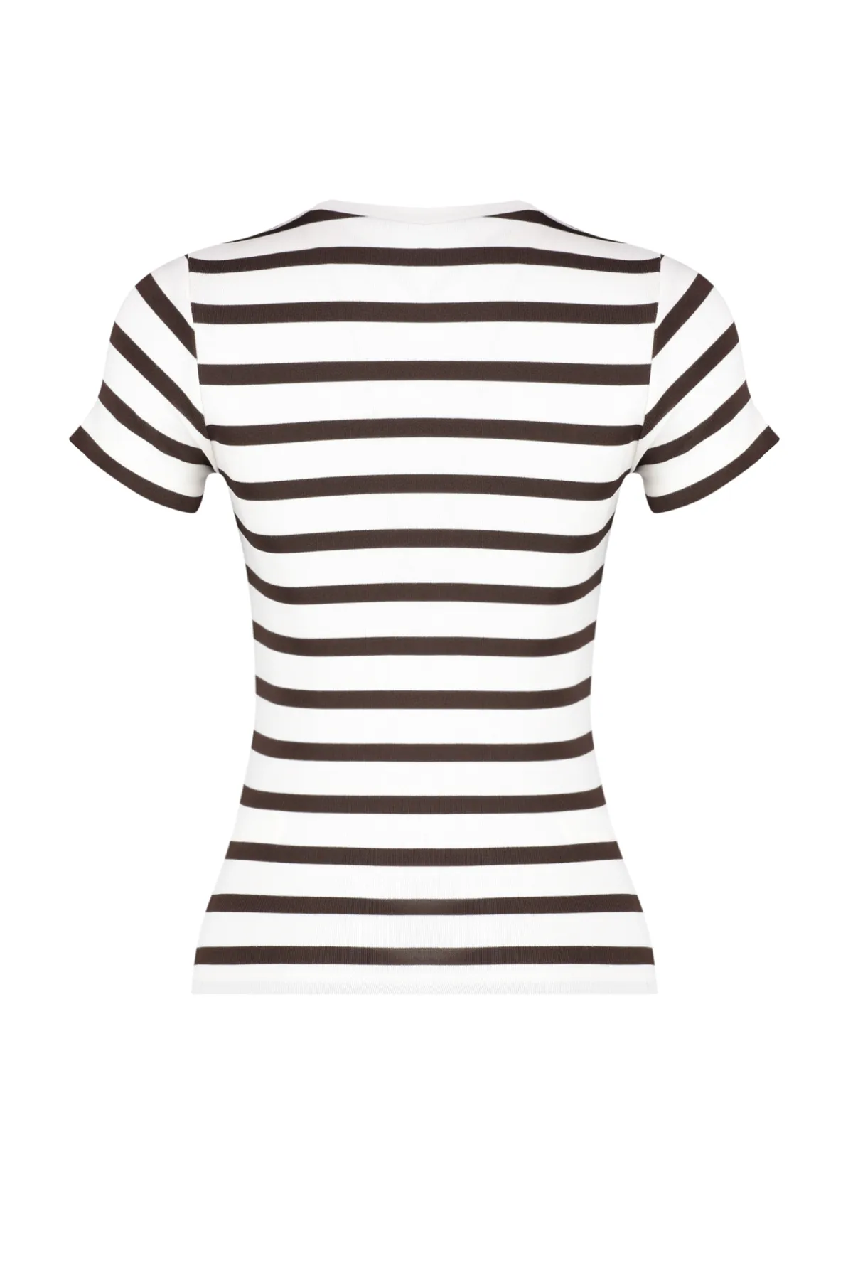 Trendyol Collection  Braun gestreifte Viskose/weiche Stoff Figurbetonte Strickbluse TWOSS24BZ00296
