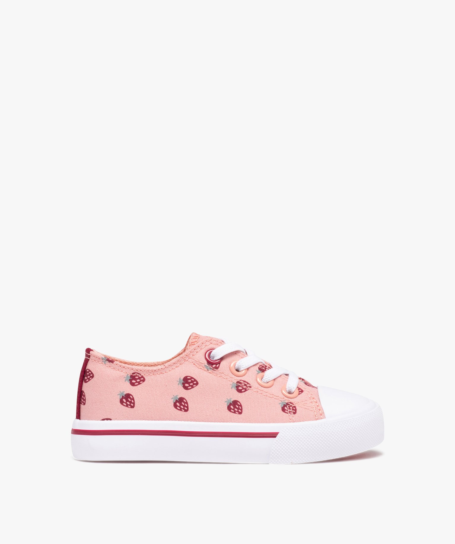 Tennis fille en toile imprimée fermeture lacets élastiques rose | GEMO