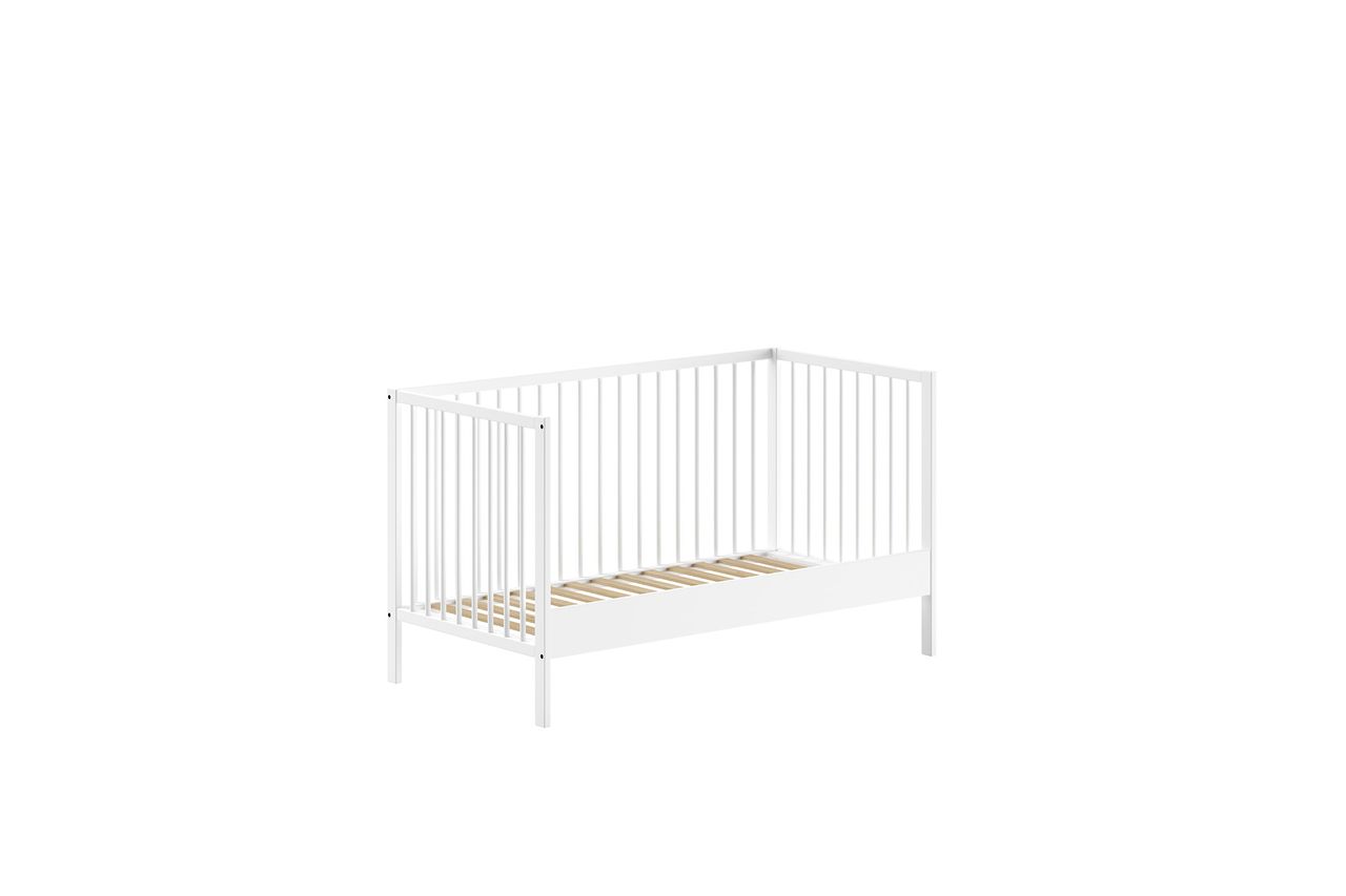 VIPACK Vipack - DINO Baby-/Juniorbett 70 x 140 cm, höhenverst. Lattenrost, Buche massiv weiß lackiert