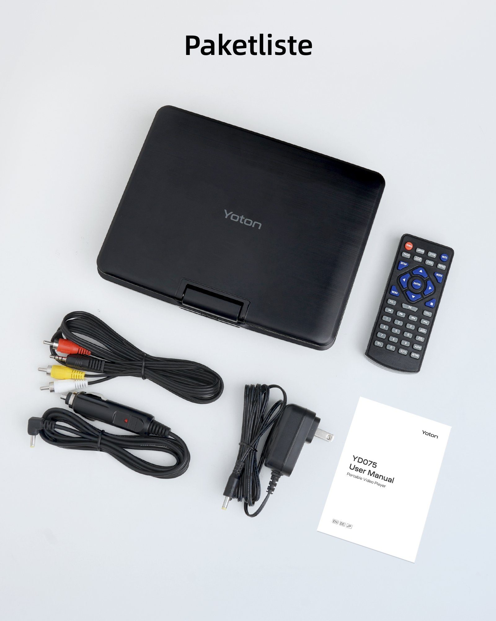 Yoton Portabler DVD-Player (7.5 inch, Haltepunkt-Speicherfunktion, Drehbarer Bildschirm, 4-6 Stunden Standby)