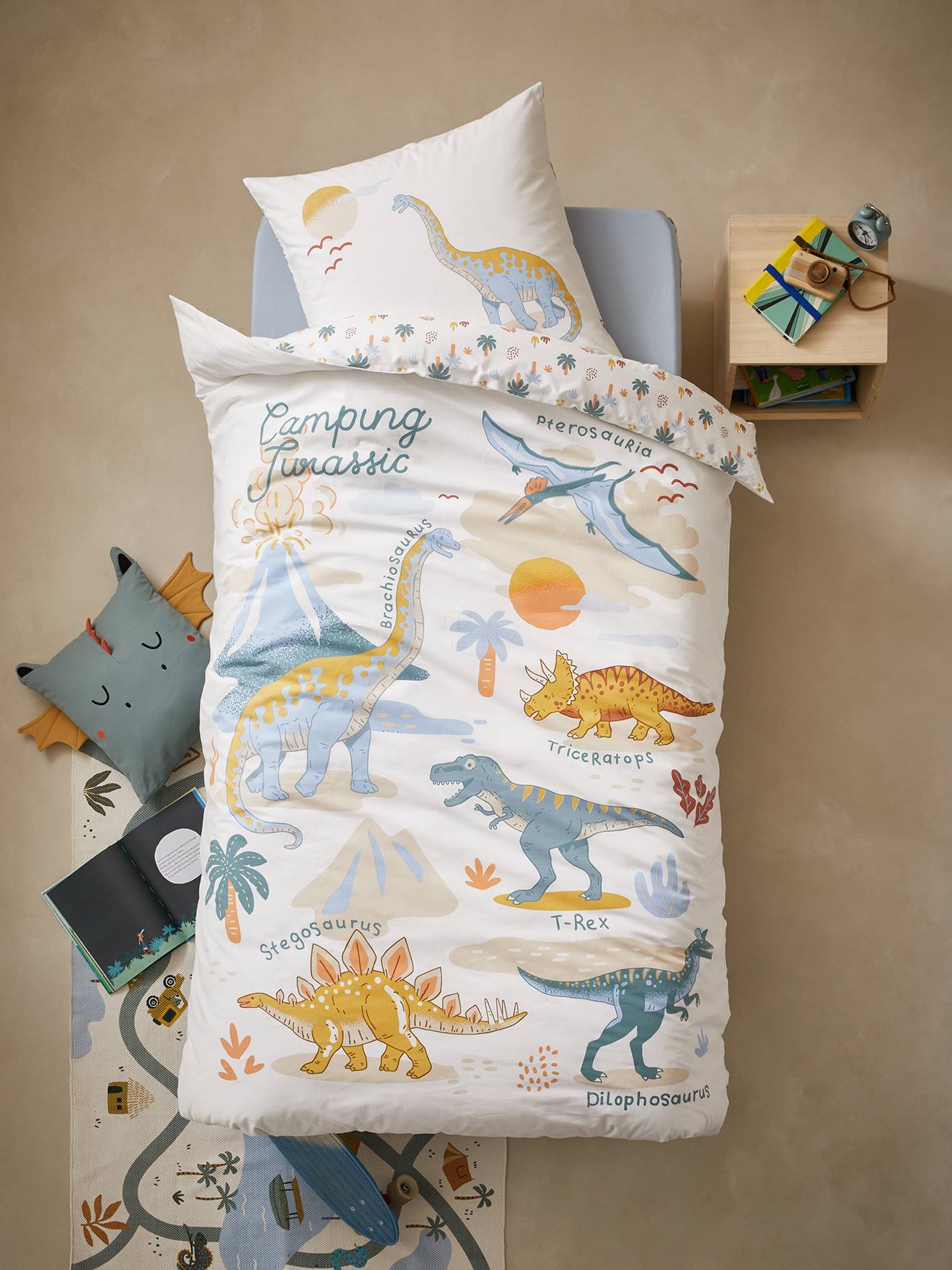 Parure enfant JURASSIC CAMP Oeko-Tex® blanc imprimé