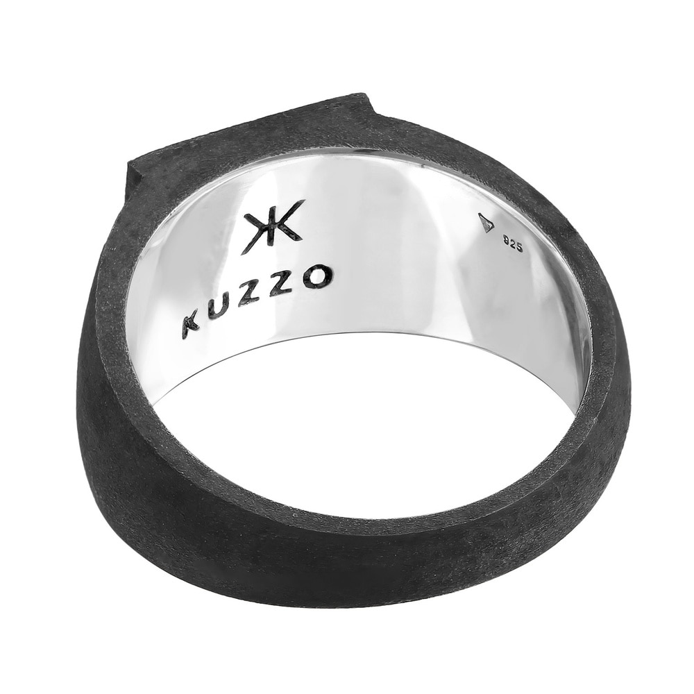 KUZZOI KUZZOI Bague Hommes Sceau Rectangle Brillant Basique Solide en argent sterling 92 Bague
