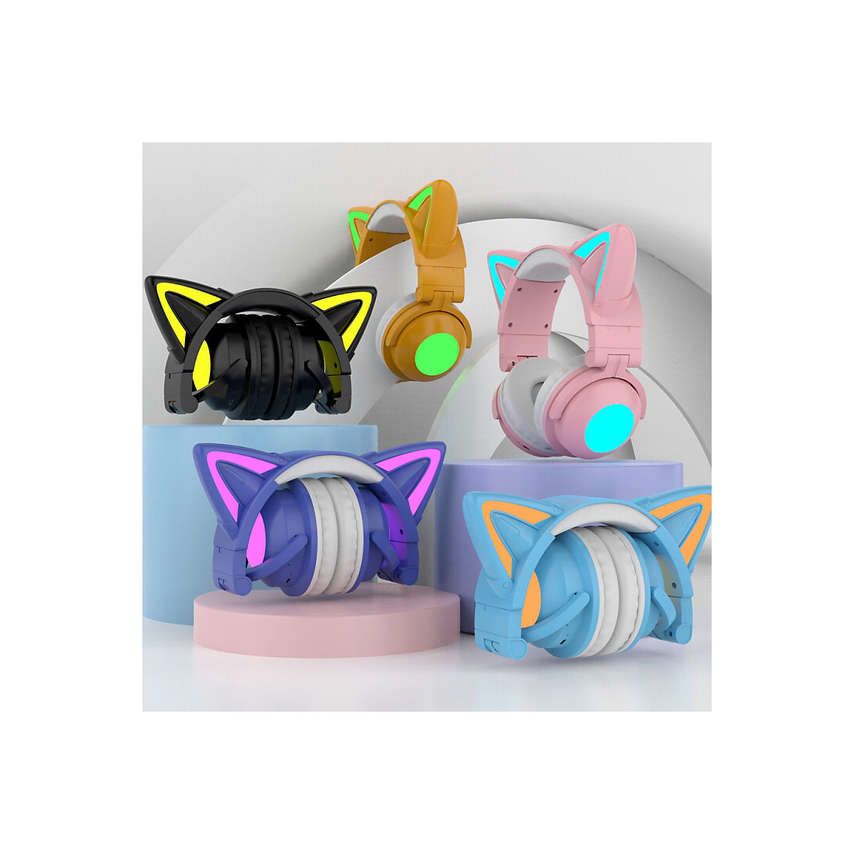 Niedliche Katzen ohren Gaming Headset drahtlose Bluetooth Katze Ohr Headset Kopfhörer Bluetooth kopfhörer mit Blinkende Glow
