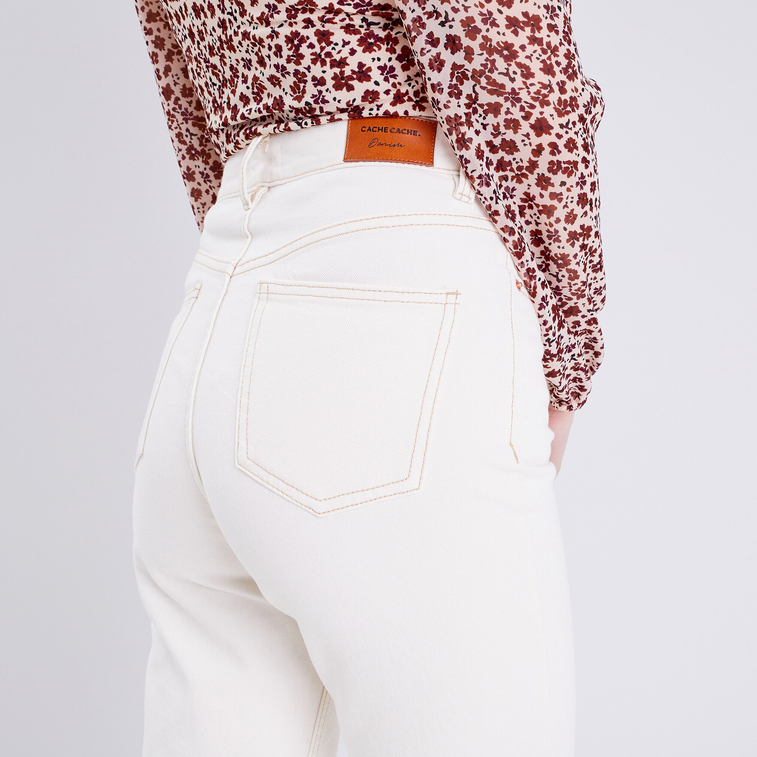 Jeans mom taille haute ecru femme | Cache Cache