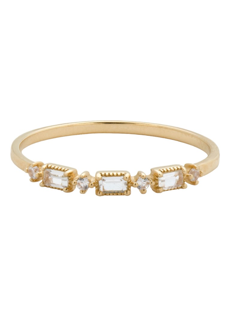Anello baguette Anna + Nina in oro giallo 14 carati