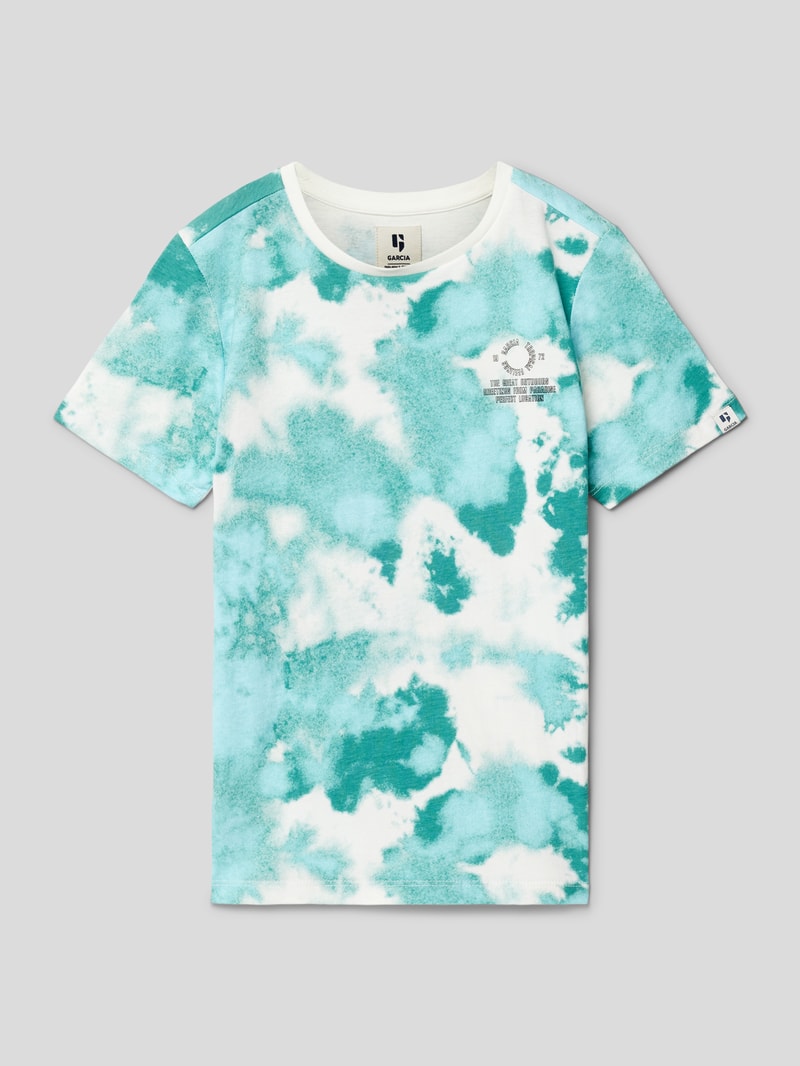 T-Shirt aus Baumwolle mit Allover-Muster in blau