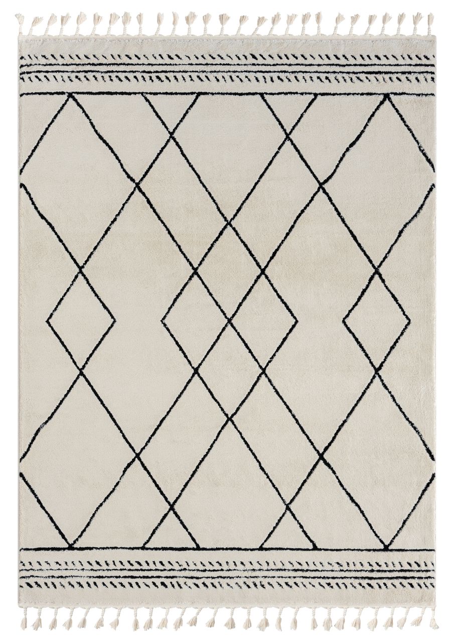 MyFlair Teppich Moroccan Comfort, 190 cm x 240 cm, Farbe weiß, rechteckig, Florhöhe 19mm