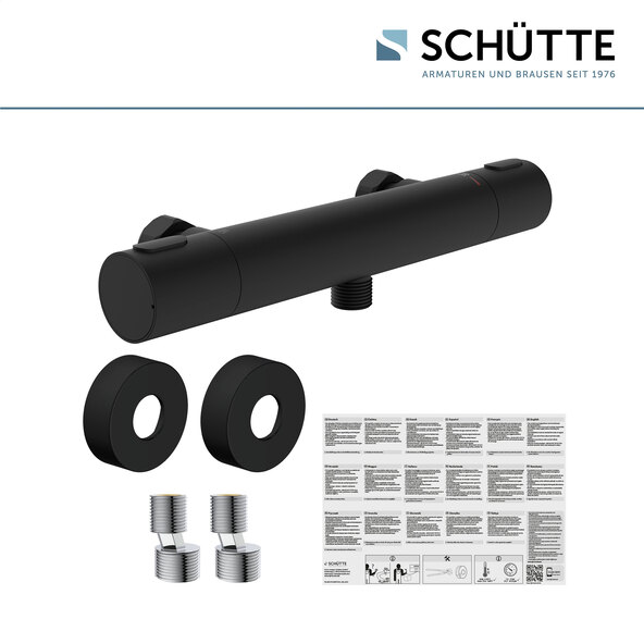 Duscharmatur mit Thermostat LOS ANGELES, schwarz matt