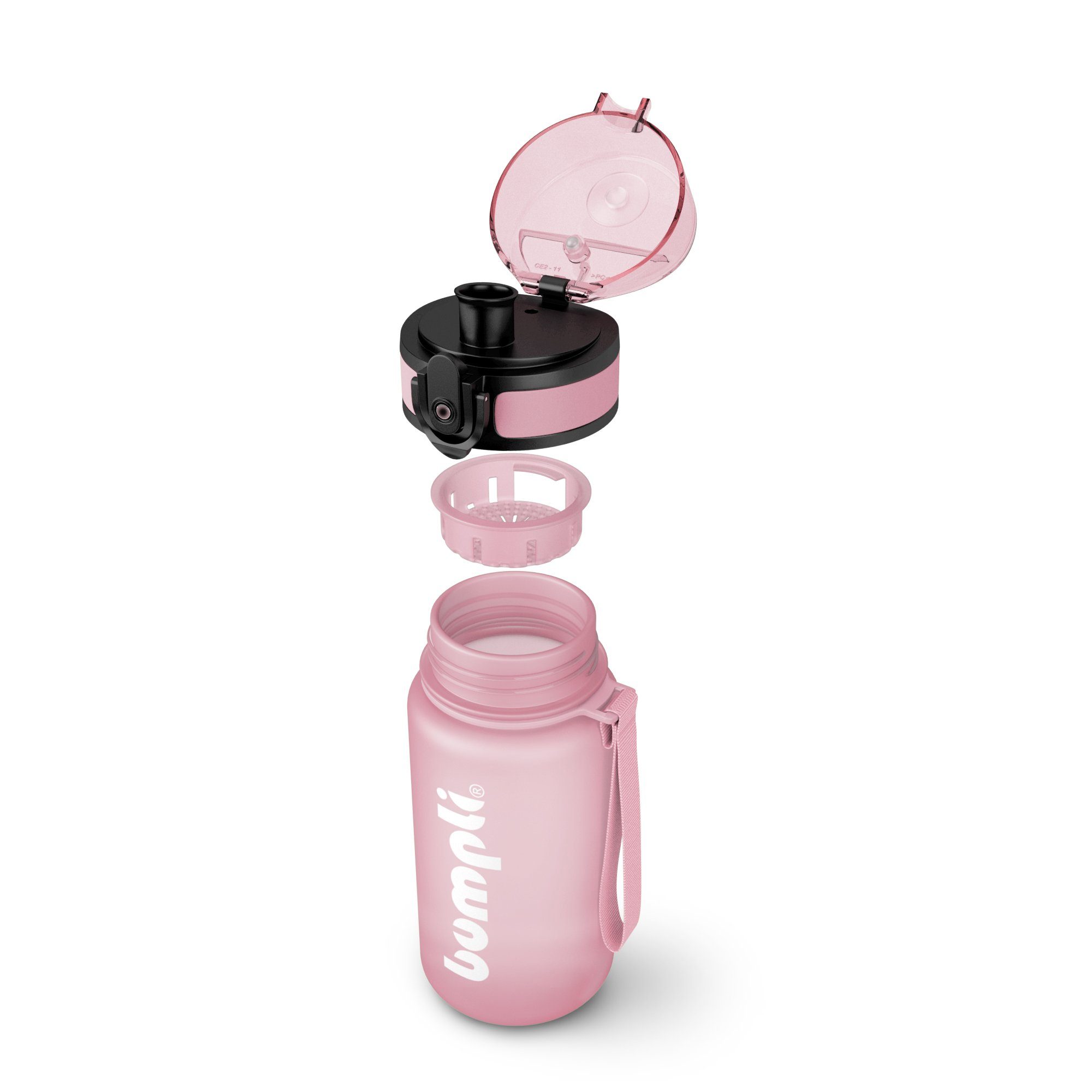 bumpli® Trinkflasche Kinder Trinkflasche 350ml (softTouch) Wasserflasche, Sportflasche, BPA-frei, auslaufsicher, Handschlaufe & 1-Klick-Verschluss