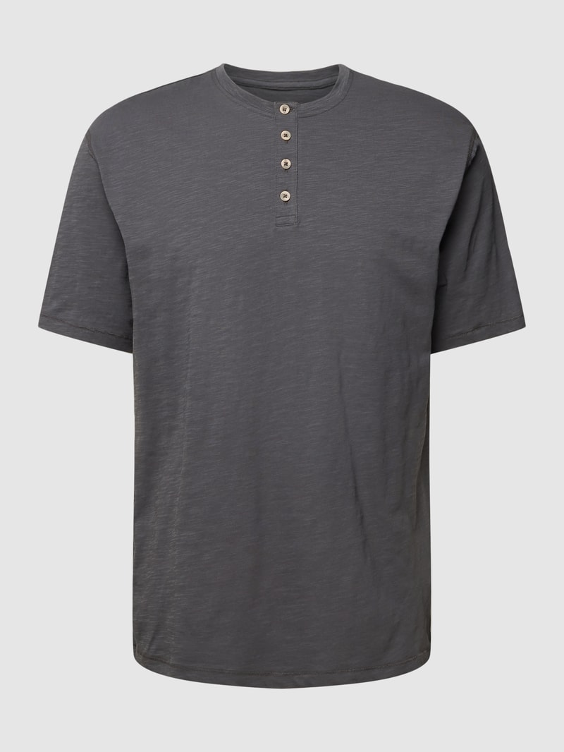 T-Shirt mit Knopfleiste in dunkelgrau