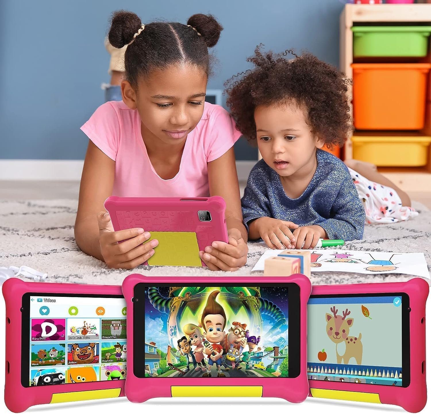 Fullant Tablet (32 GB, Android 12, Vorinstalliertes Kidoz, 2GB RAM+32GB ROM Quad-Core, WiFi Doppelkamera)