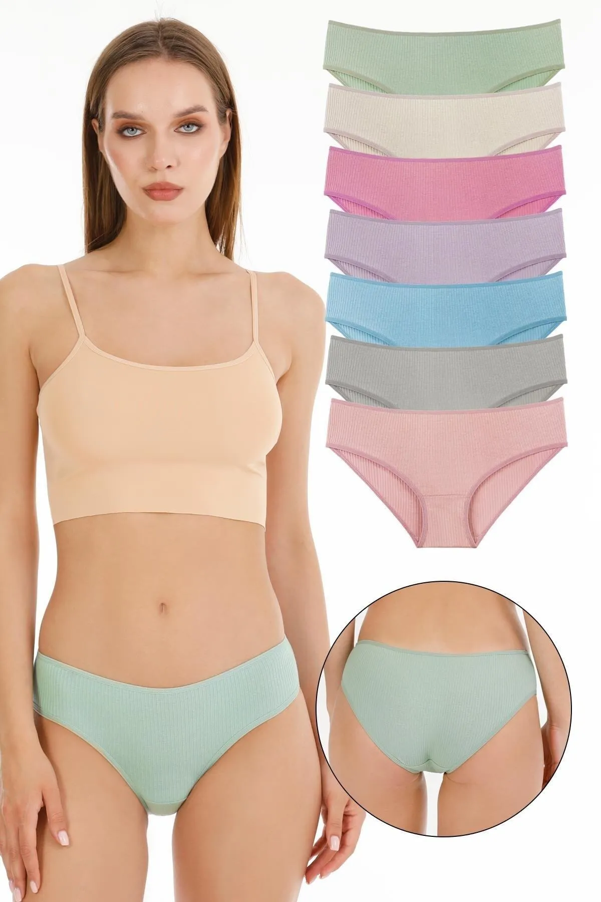 Sensu  7-teiliges Höschenset für Damen, schnurgebunden, Bato-Modell, gemischte Farben, Kts3021