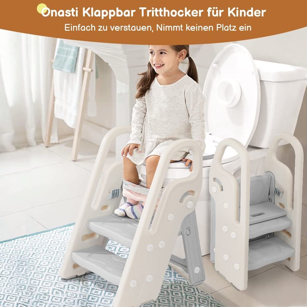 Onasti Baby-Toilettensitz Tritthocker für Kinder 3 Stufen Faltbar