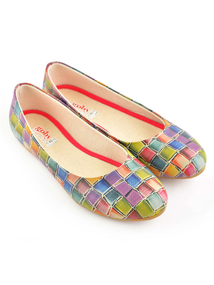 Goby Leder-Ballerinas in Bunt günstig kaufen