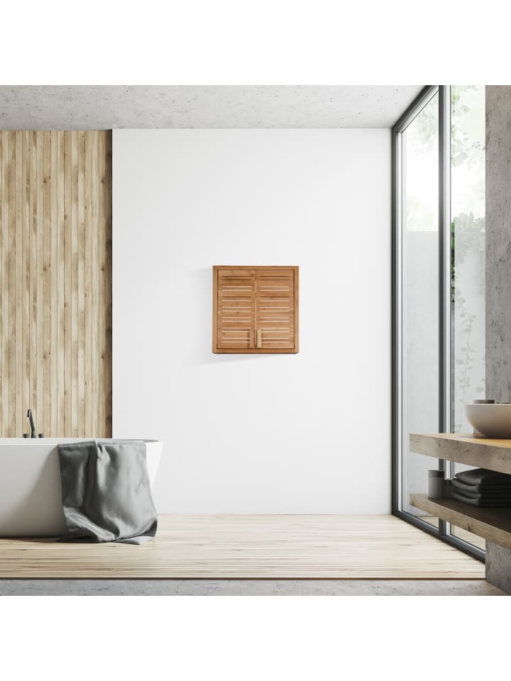 relaxdays Wandschrank in Natur - (B)56 x (H)56,5 x (T)21 cm günstig kaufen onesize
