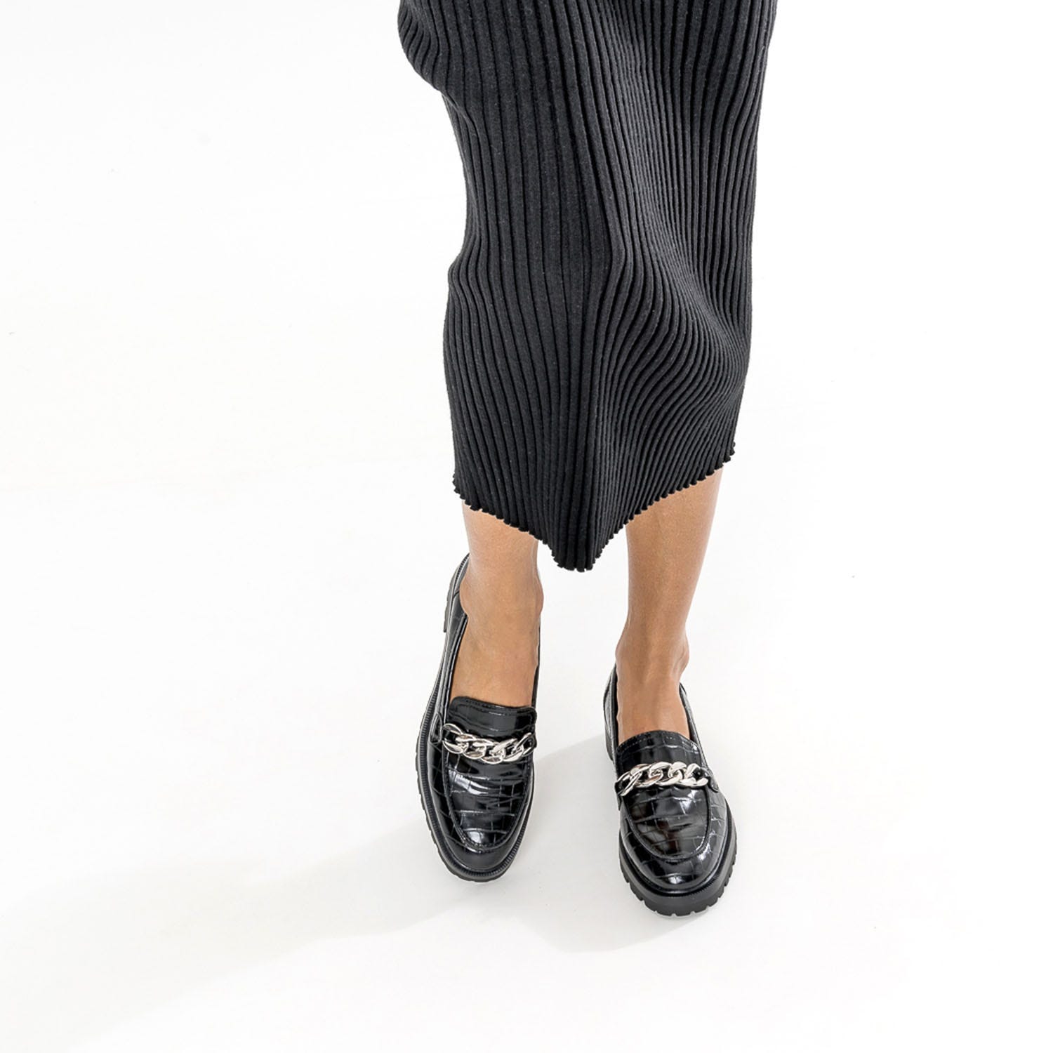 Mocassin TEXTO noir embossé croco