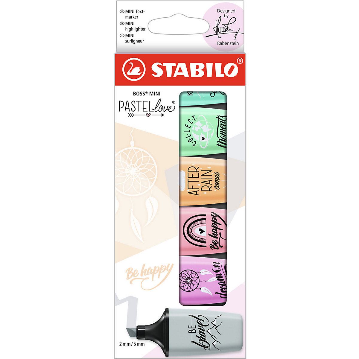 Textmarker BOSS MINI Pastellove 2.0, 6 Farben (rouge, türkis, minzgrün, seidengrau, fuchsie, orange)