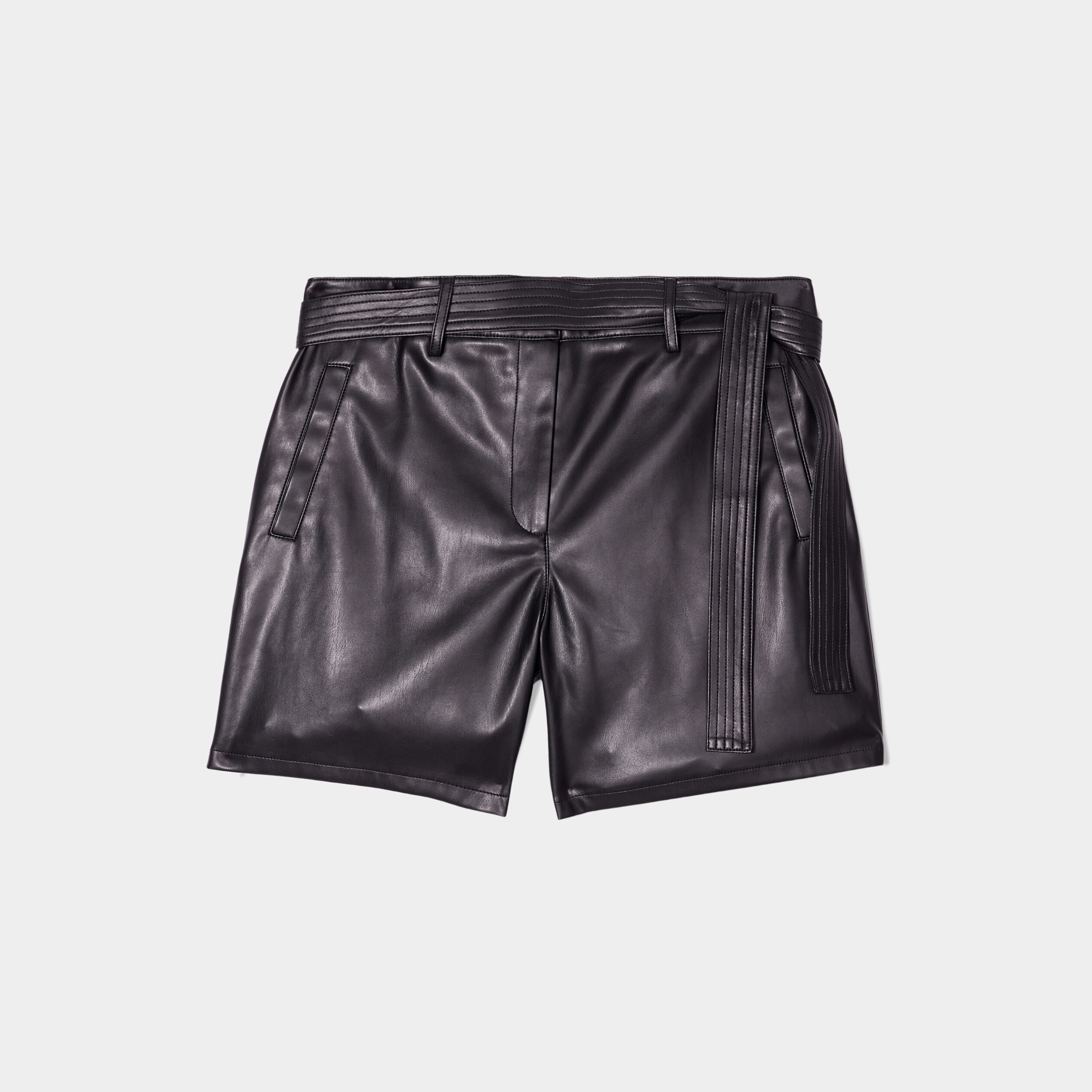 Short simili cuir regular ceinturé noir femme grande taille | La Halle