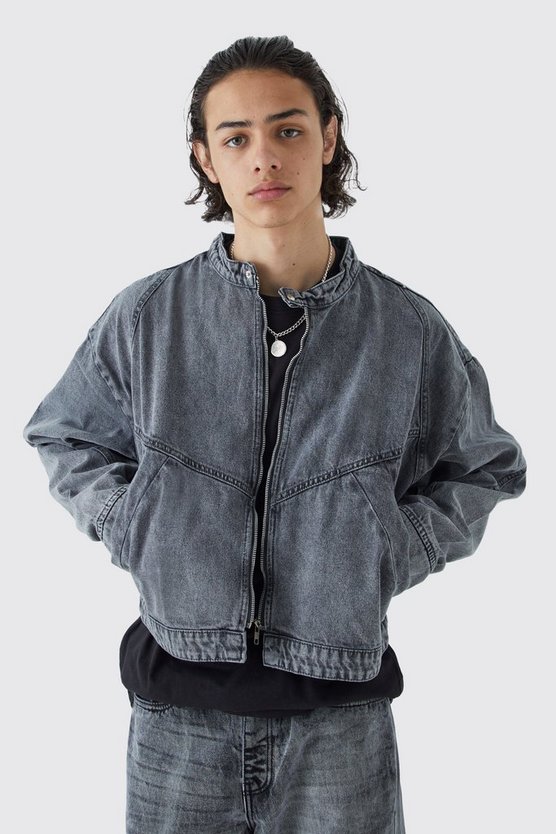 Kastige Moto-Jeansjacke