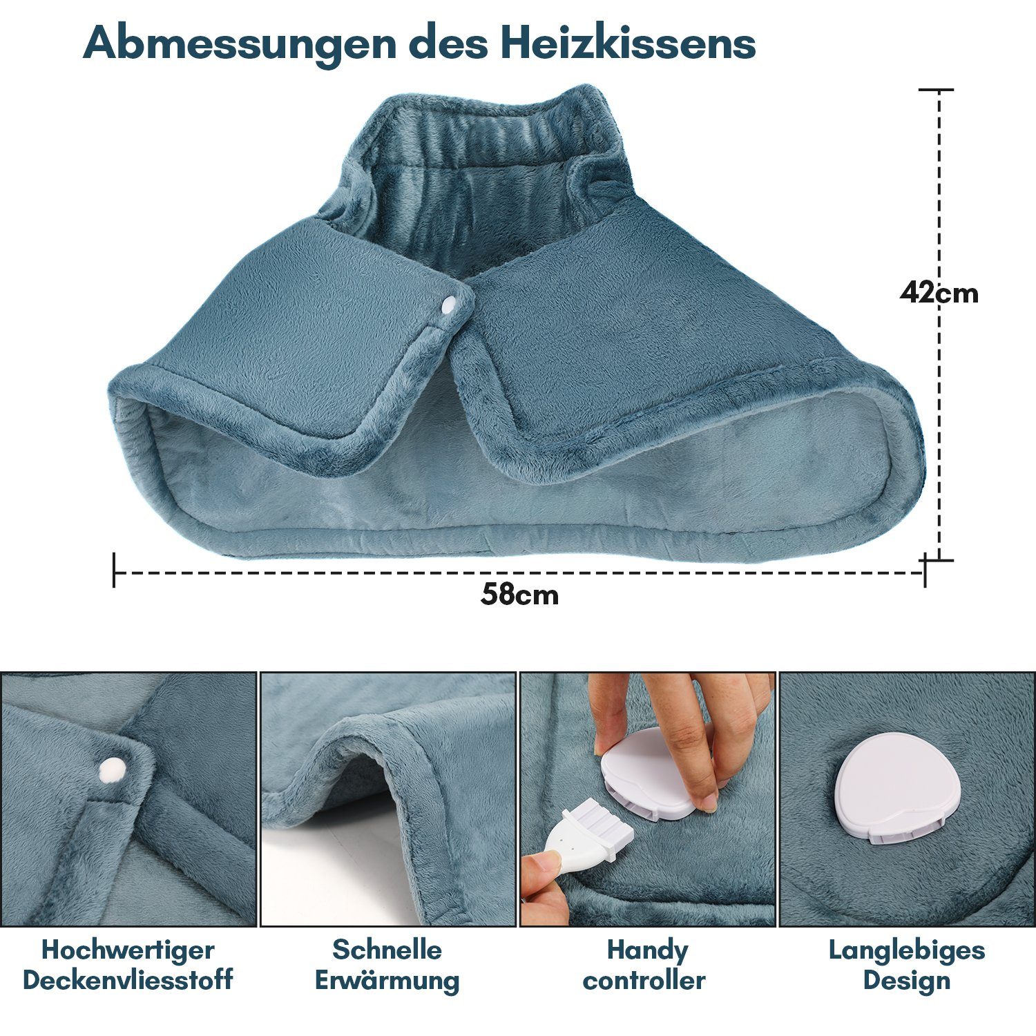 Gimisgu Heizkissen Elektrisch Wärmekissen Nacken Rücken Schulter Heizdecke Dunkelgrau