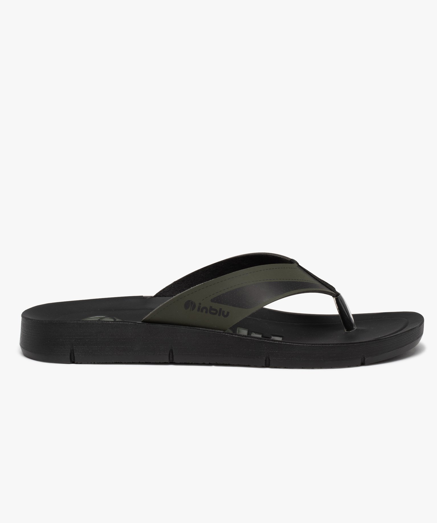Tongs homme à semelle incurvée extra confort kaki | GEMO