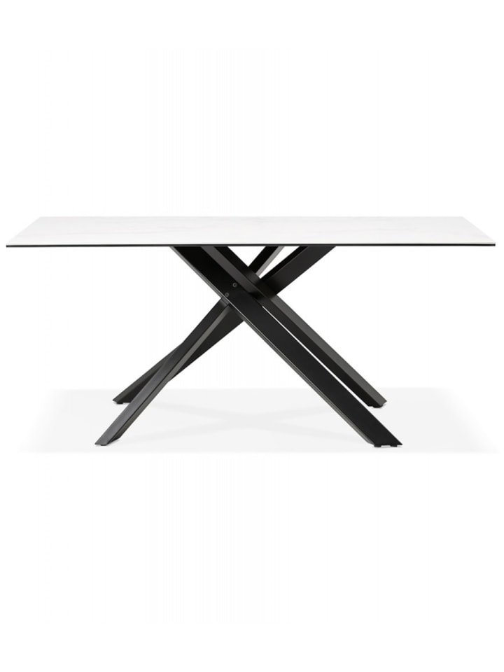 KADIMA DESIGN Esstisch mit Glasplatte und Metallgestell | Marmoroptik in Weiß-Schwarz günstig kaufen onesize
