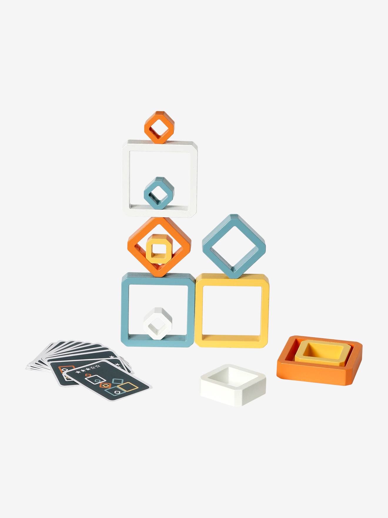 Jeu de l'équilibre des cubes en bois FSC® orange