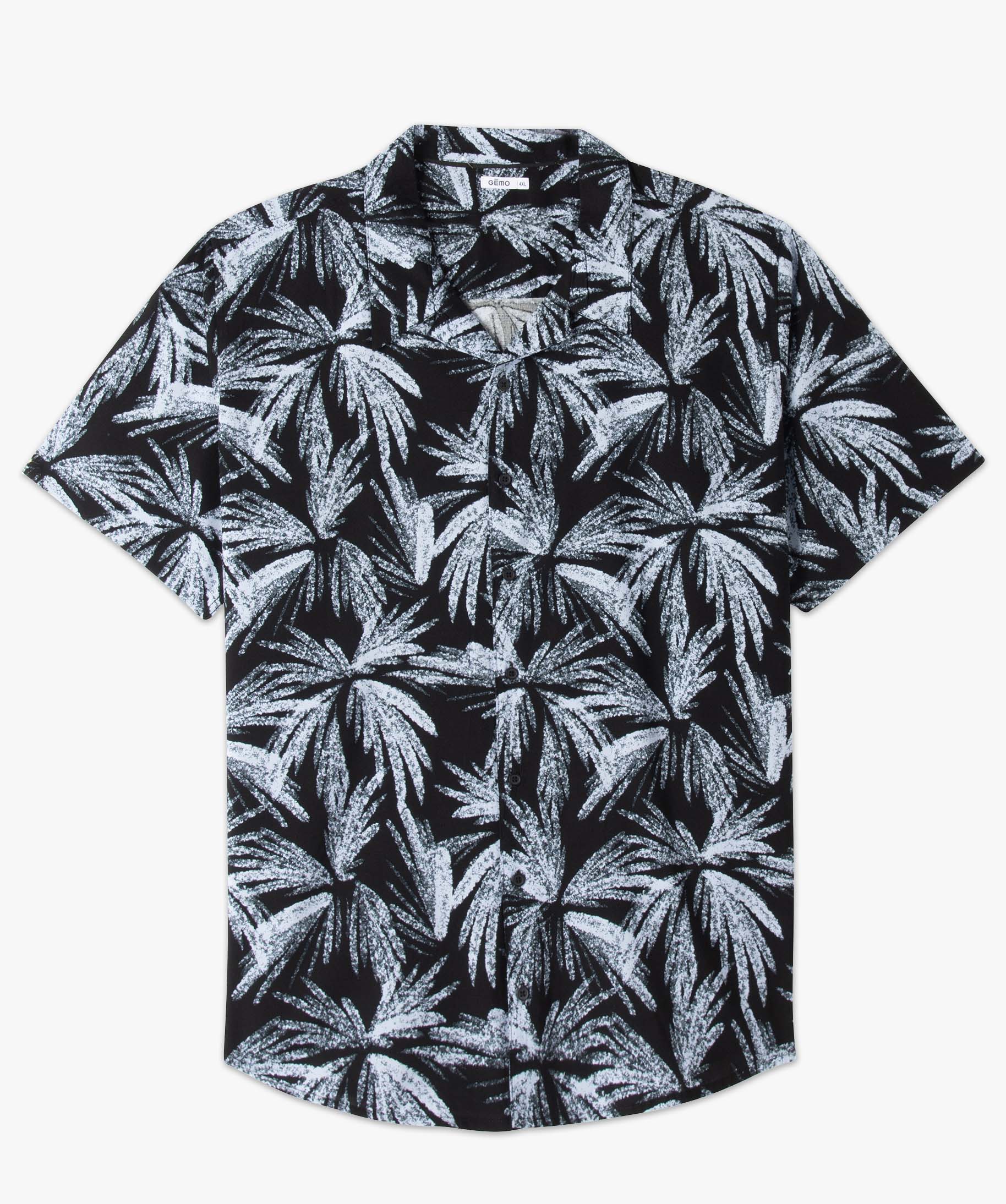 Chemise homme grande taille à manches courtes imprimée noir | GEMO