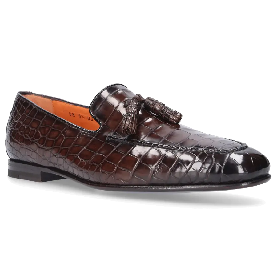 Santoni - Loafer 15608 Krokodilleder - braun