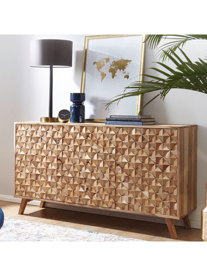 KADIMA DESIGN Sideboard REWA 140x78,5x40 cm Anrichte Massivholz Schrank günstig kaufen onesize