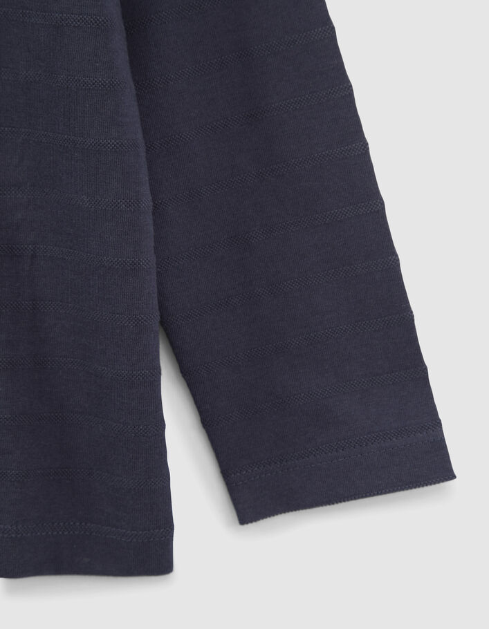 Polo marine col chemise et visuel embossé dos garçon