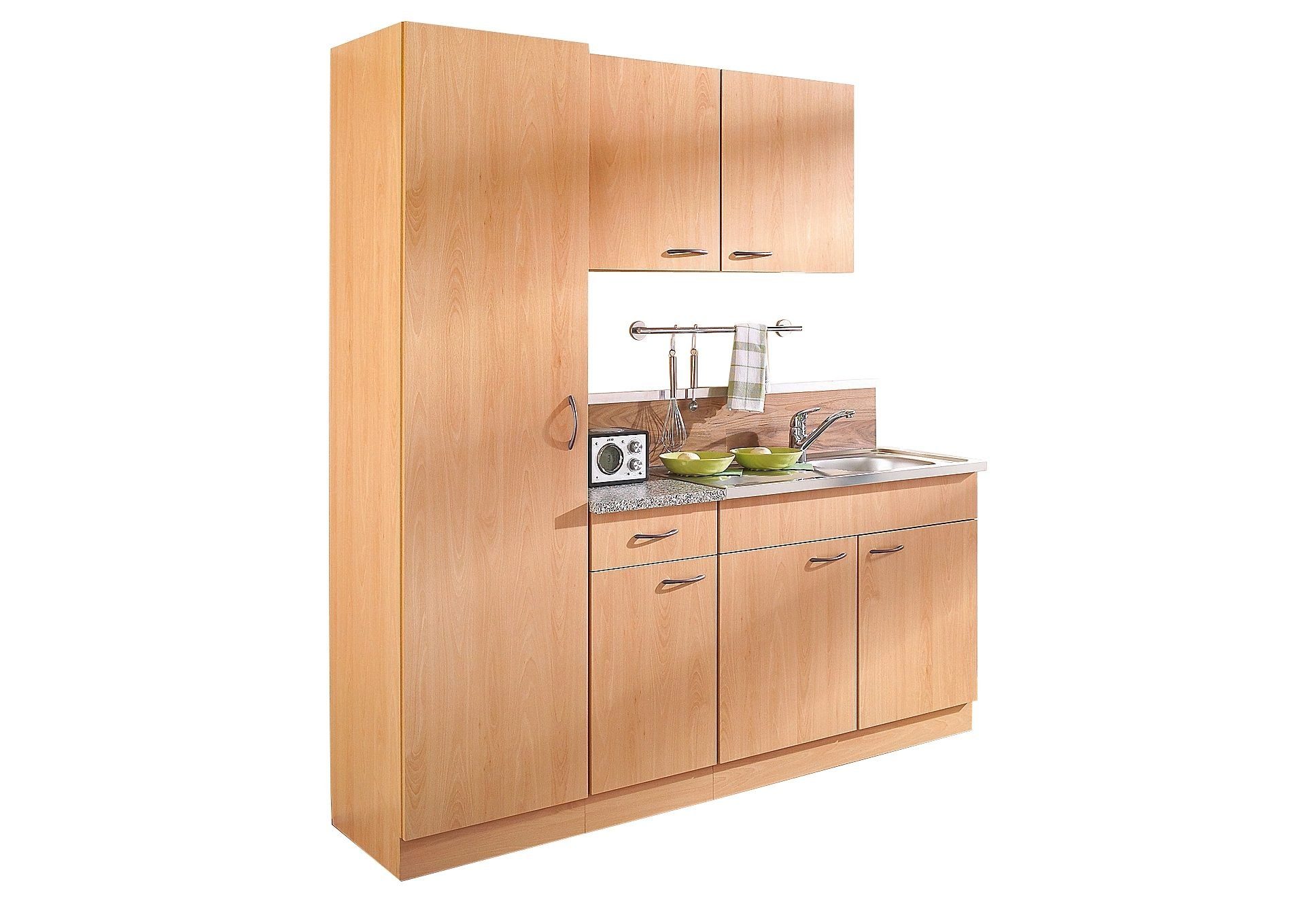 wiho Küchen Küche Kiel, Breite 190 cm mit 28 mm starker Arbeitsplatte, Tiefe 50 cm