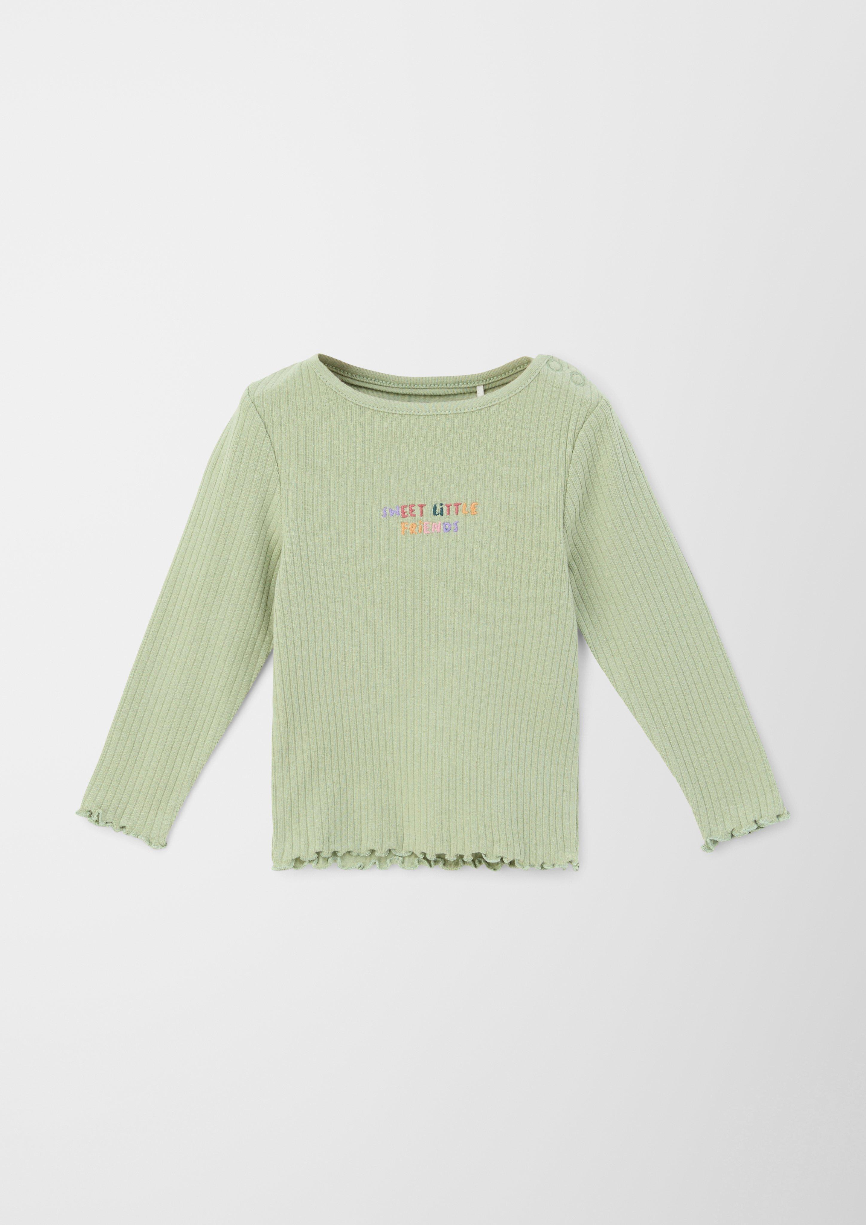 Langarmshirt mit Schriftstickerei  2120127-7360